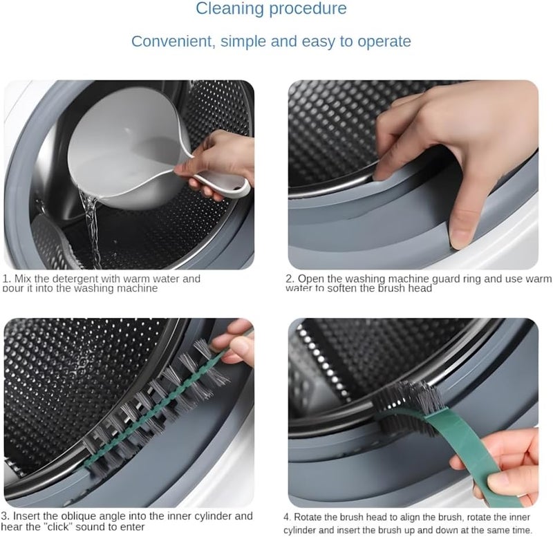 CORSTAE 3 Pack Washing Machine Cleaning Brush - Deep Cleaning Tool for Washing Machine Drums, 0.8 * 23.6in, Durable & Flexible 360° Nylon Bristles for Effective Corners - Image 4